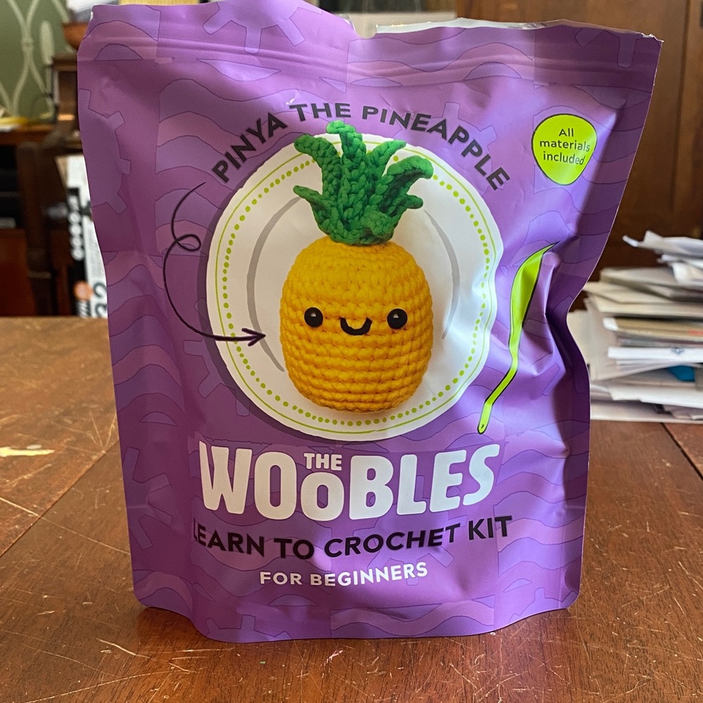 The Woobles Pina the Pineapple Crochet Kit - Purple and Yellow